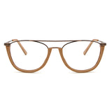 HDCRAFTER Vintage Semi Rimless Eyeglasses Wood Optical Glasses Frame Bamboo Eyeglasses Eyewear Frames Men Spectacles Reading