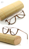 HDCRAFTER Vintage Semi Rimless Eyeglasses Wood Optical Glasses Frame Bamboo Eyeglasses Eyewear Frames Men Spectacles Reading